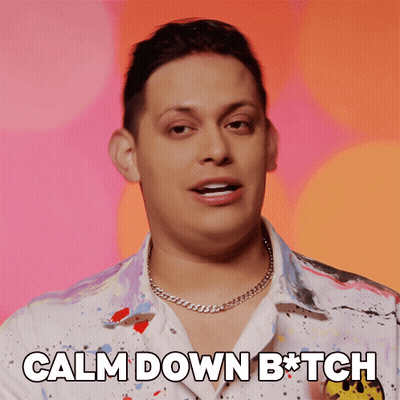 A Man Wearing A White Shirt And A Necklace Says Calm Down B * Tch GIF