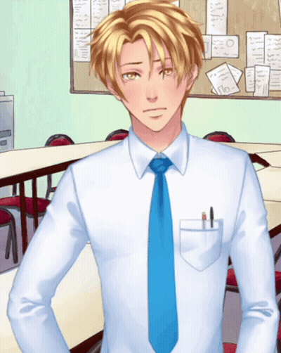 A Man Wearing A White Shirt And Blue Tie Stands In Front Of A Bulletin Board GIF