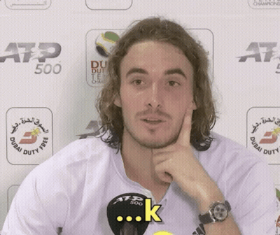 A Man Wearing A White Shirt With The Word Atp 500 On It GIF