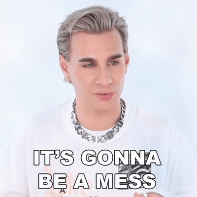 A Man Wearing A White Shirt With The Words It 'S Gonna Be A Mess On It GIF