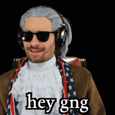 A Man Wearing A Wig And Headphones Says Hey Gng GIF