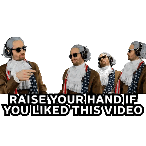 A Man Wearing A Wig And Headphones Says Raise Your Hand If You Liked This Video Sticker