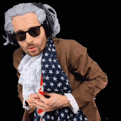 A Man Wearing A Wig And Sunglasses Has Headphones On His Head GIF
