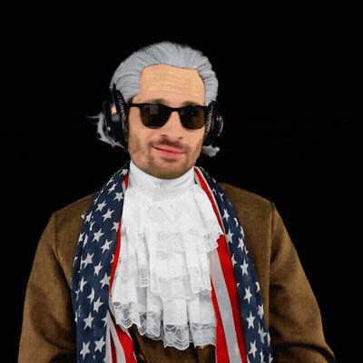 A Man Wearing A Wig And Sunglasses Has Headphones On His Head GIF