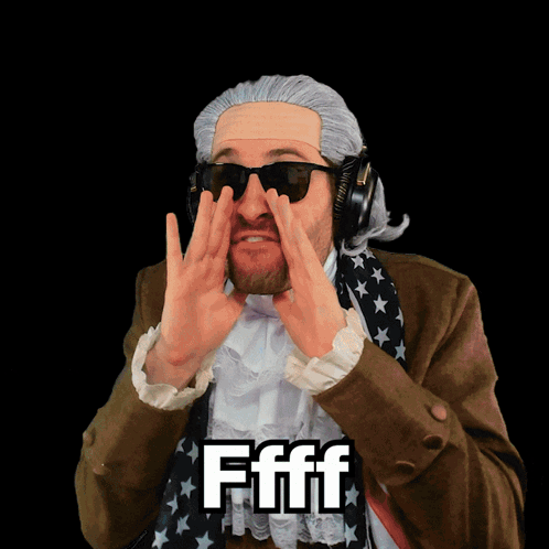 A Man Wearing A Wig And Sunglasses Has The Word Fff On His Face GIF