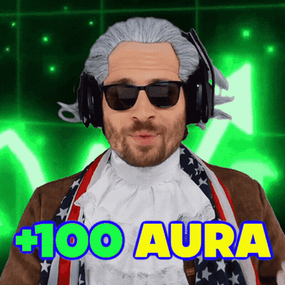 A Man Wearing A Wig And Sunglasses Has The Words 100 Aura Above His Head GIF