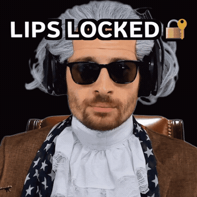 A Man Wearing A Wig And Sunglasses Has The Words Lips Locked Above Him GIF