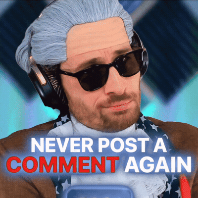 A Man Wearing A Wig And Sunglasses Has The Words Never Post A Comment Again Above Him GIF