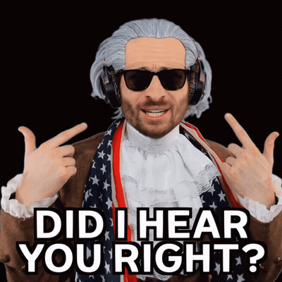 A Man Wearing A Wig And Sunglasses Is Pointing At Himself With The Words Did I Hear You Right Behind Him GIF