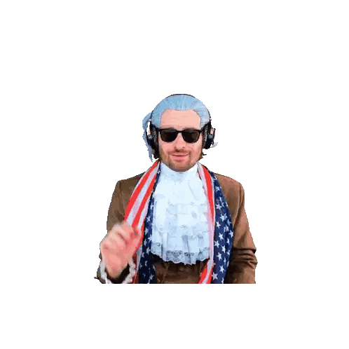 A Man Wearing A Wig And Sunglasses Is Waving His Hand Sticker