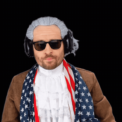 A Man Wearing A Wig And Sunglasses Is Wearing Headphones GIF
