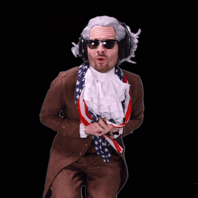 A Man Wearing A Wig And Sunglasses Is Wearing Headphones GIF