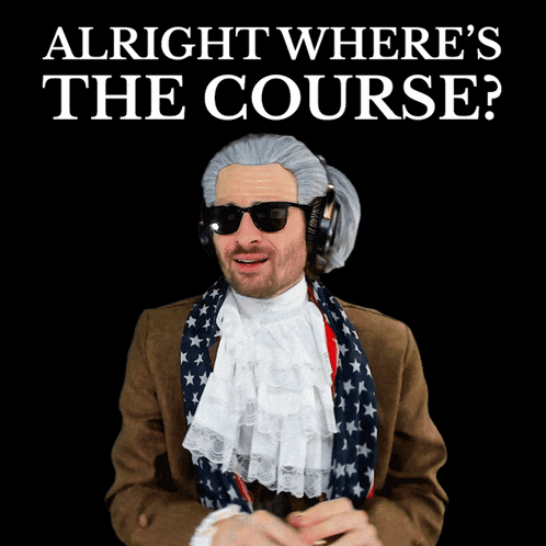 A Man Wearing A Wig And Sunglasses Says Alright Where 'S The Course GIF