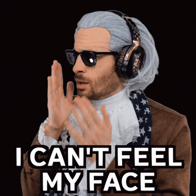 A Man Wearing A Wig And Sunglasses Says I Can 'T Feel My Face GIF