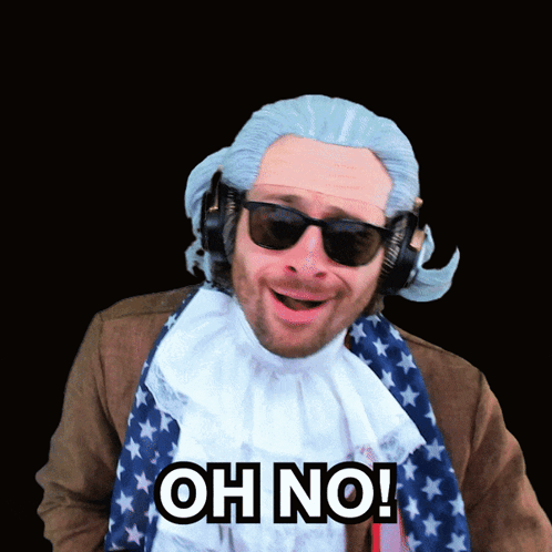 A Man Wearing A Wig And Sunglasses Says " Oh No " GIF