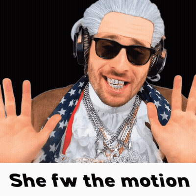 A Man Wearing A Wig And Sunglasses With The Caption She Fw The Motion GIF