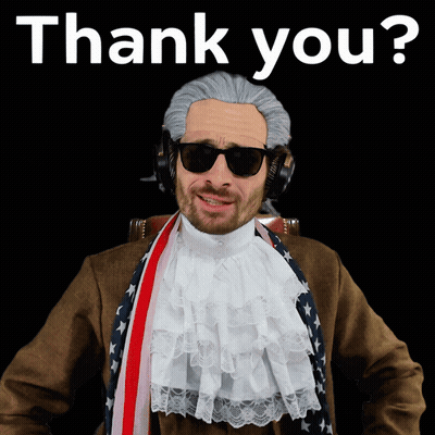 A Man Wearing A Wig And Sunglasses With The Words Thank You Behind Him GIF
