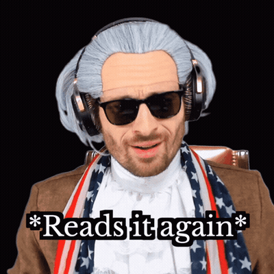 A Man Wearing A Wig Sunglasses And Headphones Says " Reads It Again " GIF