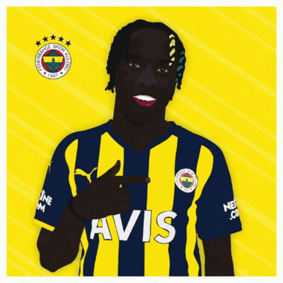 A Man Wearing A Yellow And Blue Striped Shirt With Avis Written On The Front GIF