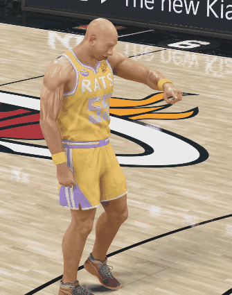 A Man Wearing A Yellow And Purple Jersey That Says Rats On It GIF