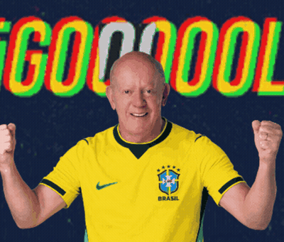 A Man Wearing A Yellow Shirt That Says Brasil On The Front GIF