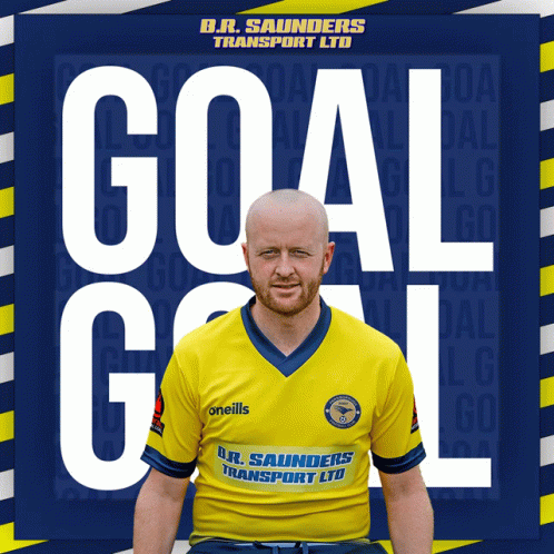 A Man Wearing A Yellow Shirt With The Words Goal Goal On It GIF