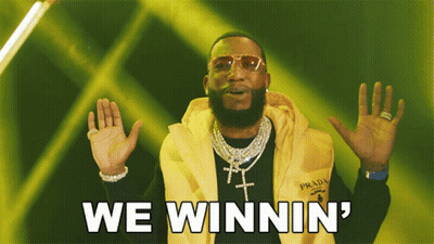 A Man Wearing A Yellow Vest With The Words We Winnin ' On It GIF