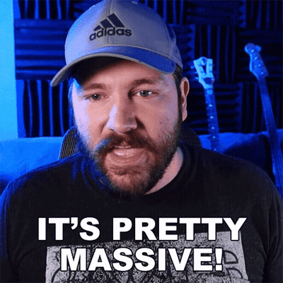 A Man Wearing An Adidas Hat Says It 'S Pretty Massive ! GIF
