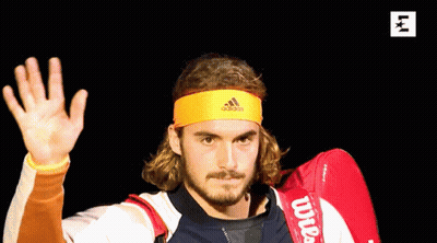 A Man Wearing An Adidas Headband Is Waving GIF