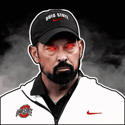 A Man Wearing An Ohio State Hat And A Ohio State Jacket GIF
