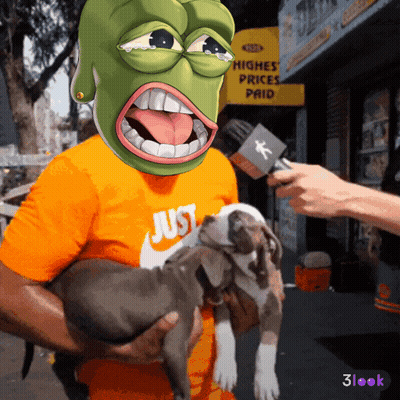 A Man Wearing An Orange Nike Shirt Is Holding A Dog GIF