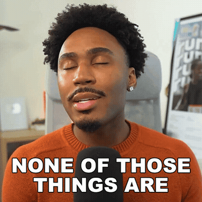 A Man Wearing An Orange Sweater Says " None Of Those Things Are " GIF
