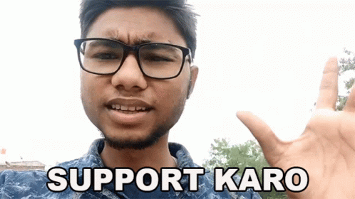 A Man Wearing Glasses And A Beard Says Support Karo GIF