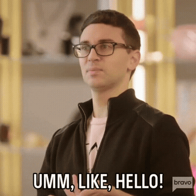 A Man Wearing Glasses And A Black Jacket Says " Umm Like Hello " GIF
