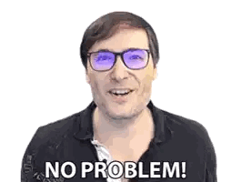 A Man Wearing Glasses And A Black Shirt Is Smiling And Saying No Problem . Sticker