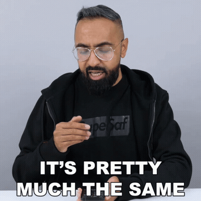 A Man Wearing Glasses And A Black Shirt Says It 'S Pretty Much The Same On The Bottom GIF