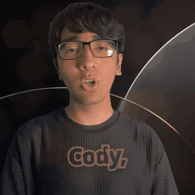 A Man Wearing Glasses And A Black Shirt That Says Gody On It GIF