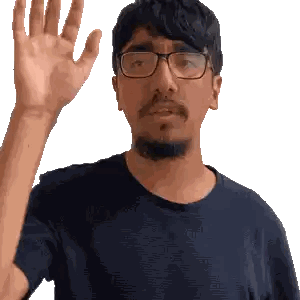 A Man Wearing Glasses And A Black Shirt Waves His Hand Sticker