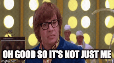 A Man Wearing Glasses And A Blue Jacket Says Oh Good So It 'S Not Just Me GIF