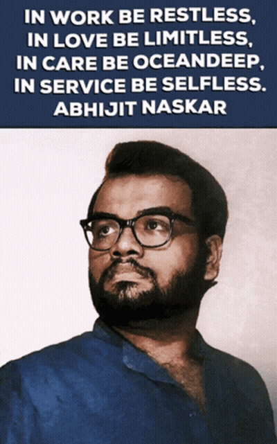 A Man Wearing Glasses And A Blue Shirt With A Quote By Abhijit Naskar GIF