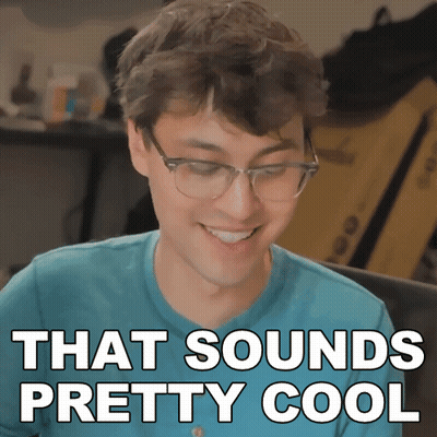 A Man Wearing Glasses And A Blue Shirt With The Words That Sounds Pretty Cool GIF