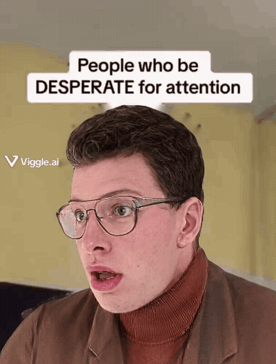 A Man Wearing Glasses And A Brown Turtleneck Has A Speech Bubble Above His Head That Says People Who Be Desperate For At GIF