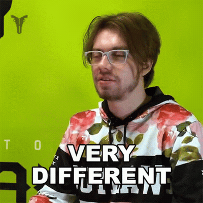 A Man Wearing Glasses And A Floral Sweatshirt Says Very Different GIF