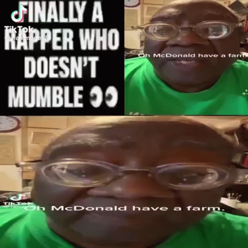 A Man Wearing Glasses And A Green Shirt Says That Mcdonald 'S Have A Farm GIF