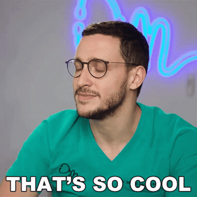 A Man Wearing Glasses And A Green Shirt With The Words That 'S So Cool GIF