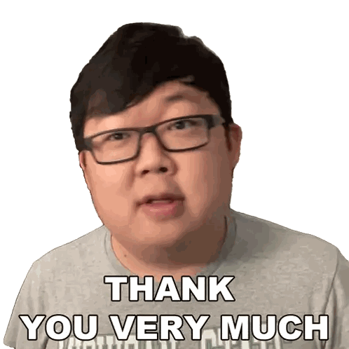 A Man Wearing Glasses And A Grey Shirt Says Thank You Very Much Sticker