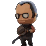 A Man Wearing Glasses And A Hat Is Holding A Knife And A Hat . Sticker