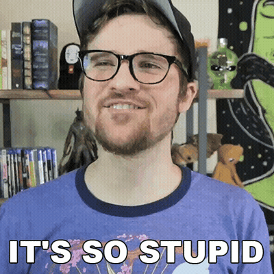 A Man Wearing Glasses And A Hat Is Smiling And Says It 'S So Stupid GIF