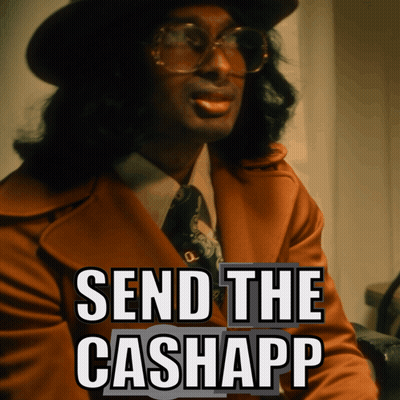 A Man Wearing Glasses And A Hat With The Words Send The Cashapp Above Him GIF