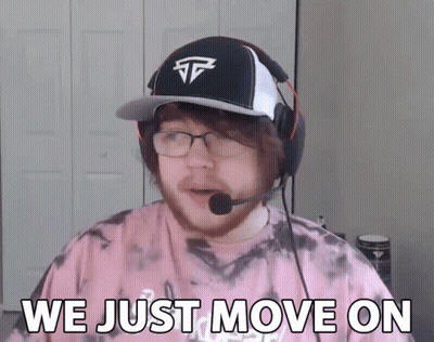 A Man Wearing Glasses And A Hat With The Words We Just Move On GIF